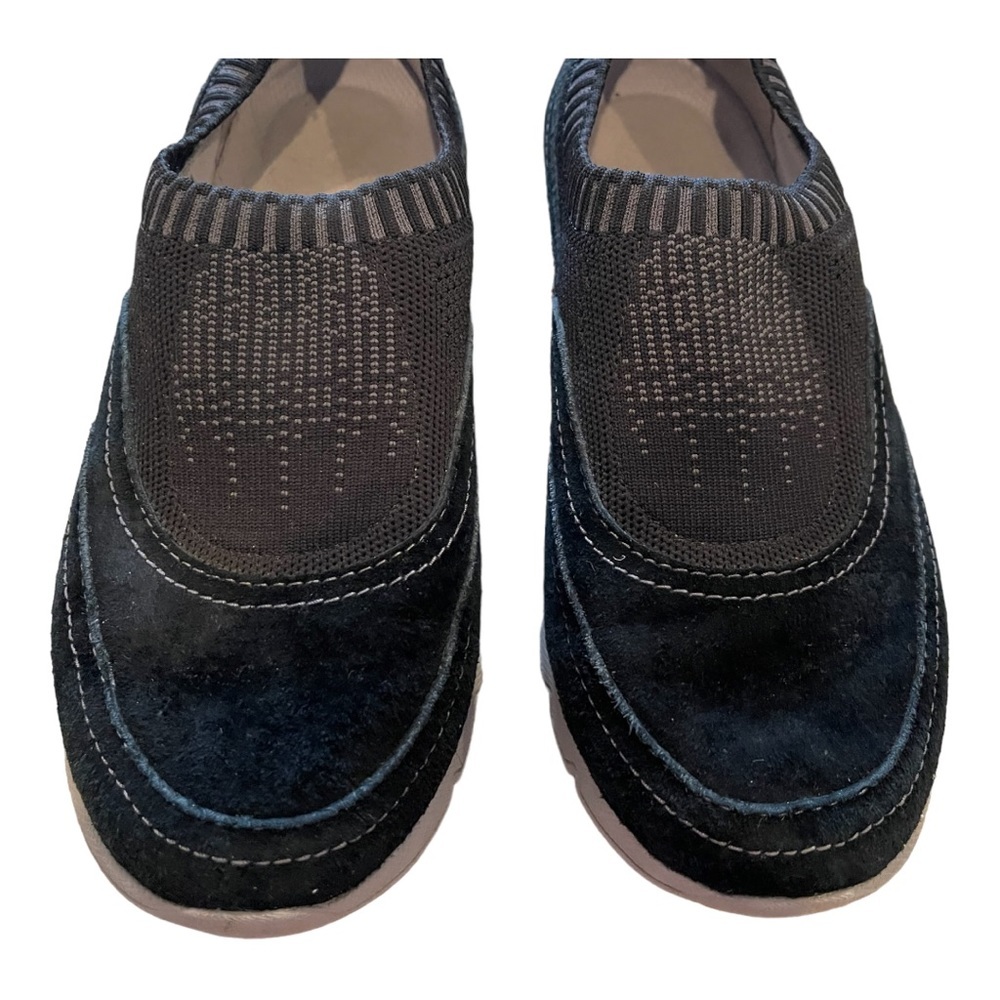 Dansko Women’s Alice Slip On Sneakers Black Leather Suede Elastic Shoes - 7 - Picture 2 of 9